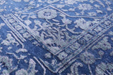 Blue Persian Fine Serapi Hand Knotted Wool & Silk Rug - 8' 1" X 10' 2" - Golden Nile