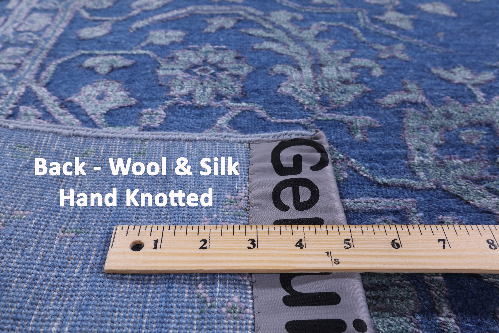 Blue Persian Fine Serapi Hand Knotted Wool & Silk Rug - 8' 1" X 10' 2" - Golden Nile