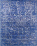 Blue Persian Fine Serapi Hand Knotted Wool & Silk Rug - 8' 1" X 10' 2" - Golden Nile