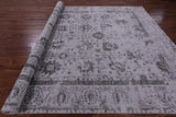 Grey Persian Hand Knotted Wool & Silk Rug - 9' 0" X 11' 11" - Golden Nile