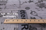 Grey Persian Hand Knotted Wool & Silk Rug - 9' 0" X 11' 11" - Golden Nile