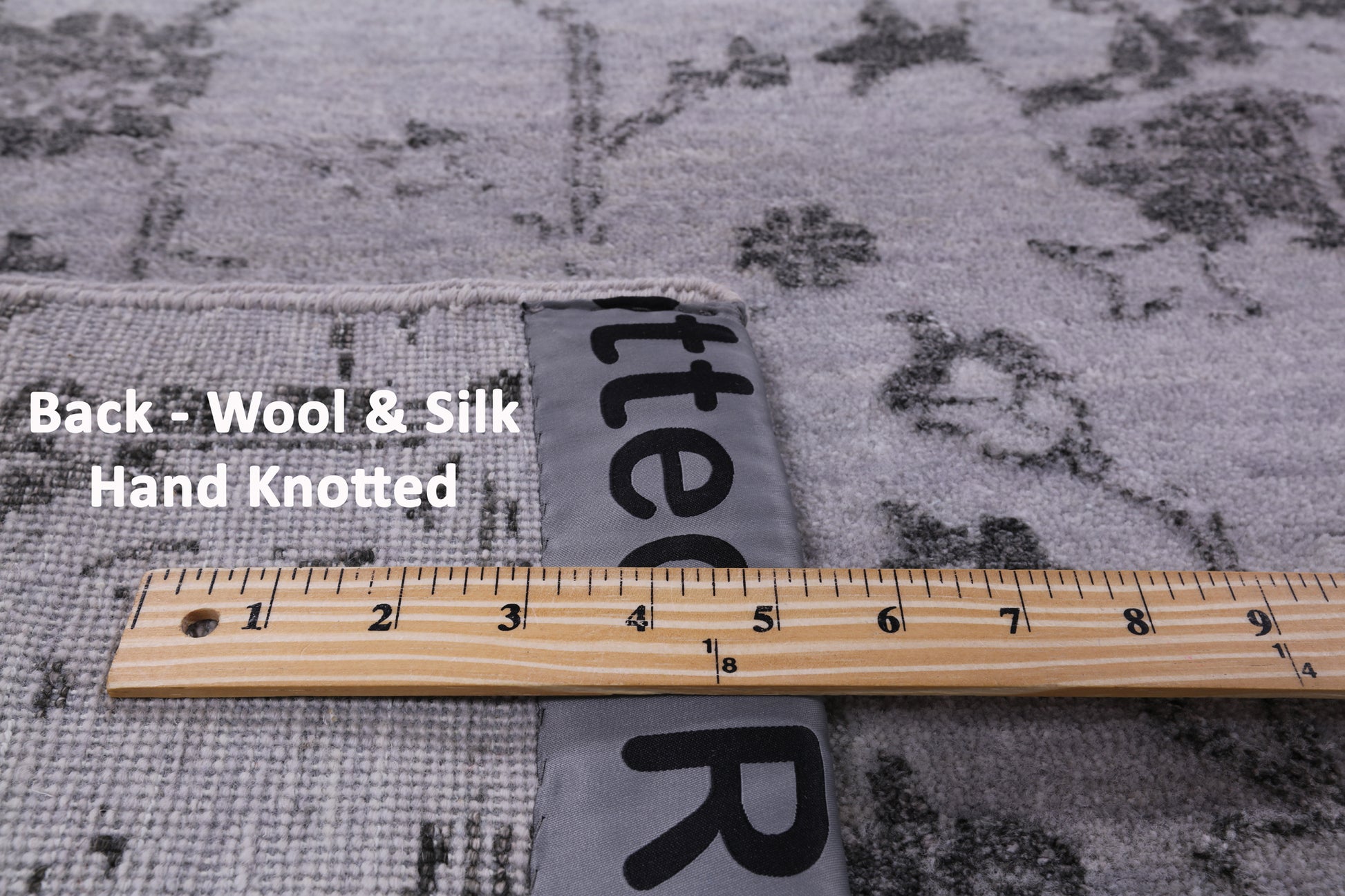 Grey Persian Hand Knotted Wool & Silk Rug - 9' 0" X 11' 11" - Golden Nile