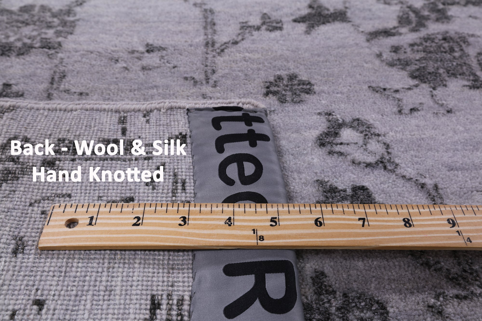Grey Persian Hand Knotted Wool & Silk Rug - 9' 0" X 11' 11" - Golden Nile