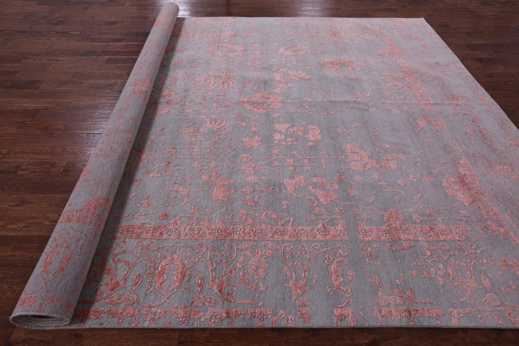 Grey Persian Handmade Wool & Silk Rug - 10' 0" X 14' 3" - Golden Nile