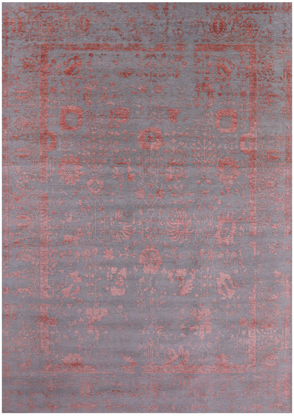 Grey Persian Handmade Wool & Silk Rug - 10' 0" X 14' 3" - Golden Nile