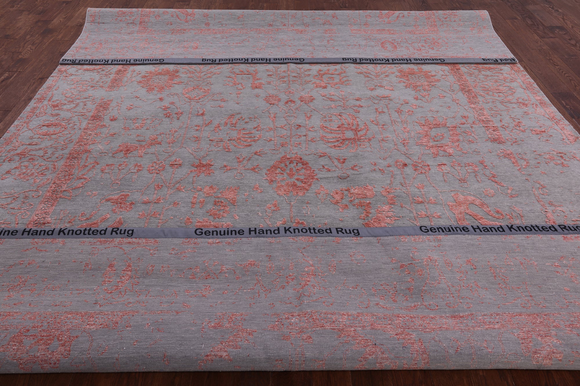 Grey Persian Handmade Wool & Silk Rug - 10' 0" X 14' 3" - Golden Nile