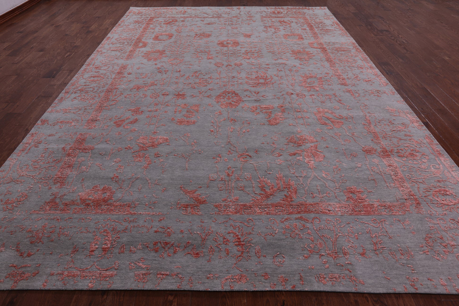 Grey Persian Handmade Wool & Silk Rug - 10' 0" X 14' 3" - Golden Nile