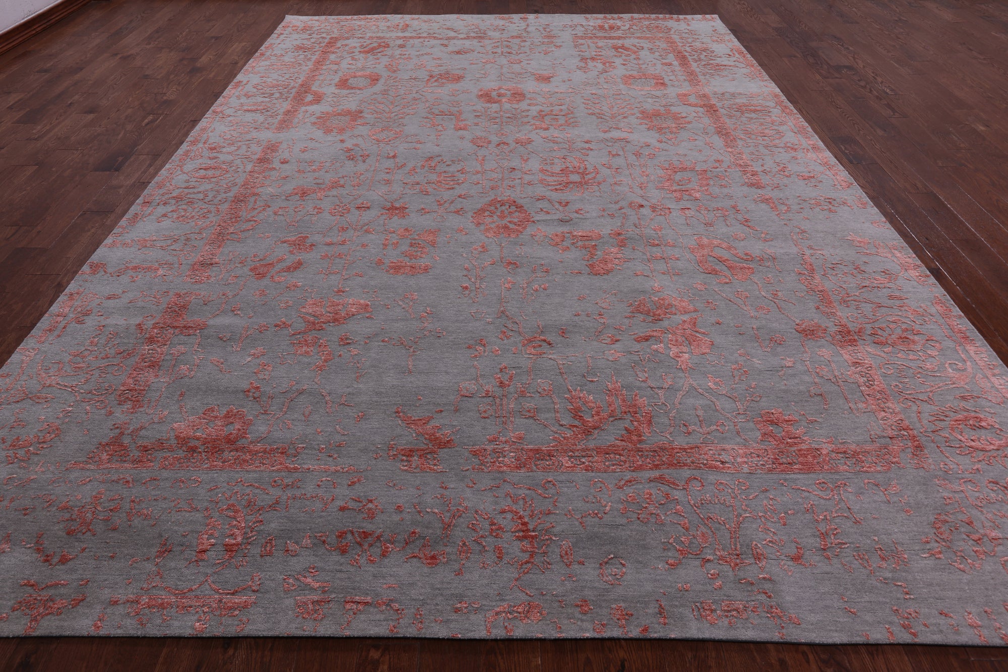 Grey Persian Handmade Wool & Silk Rug - 10' 0" X 14' 3" - Golden Nile