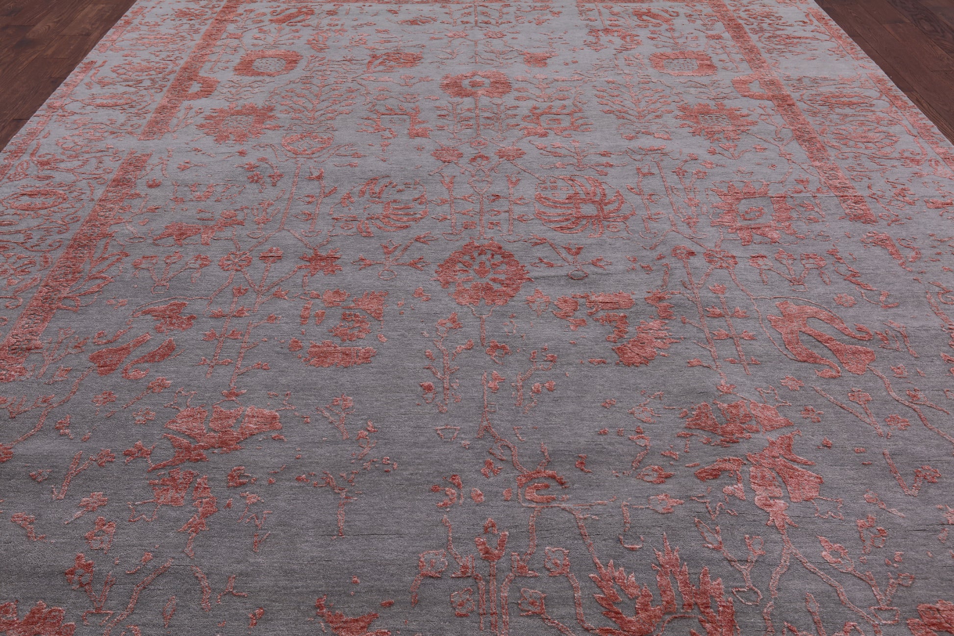 Grey Persian Handmade Wool & Silk Rug - 10' 0" X 14' 3" - Golden Nile