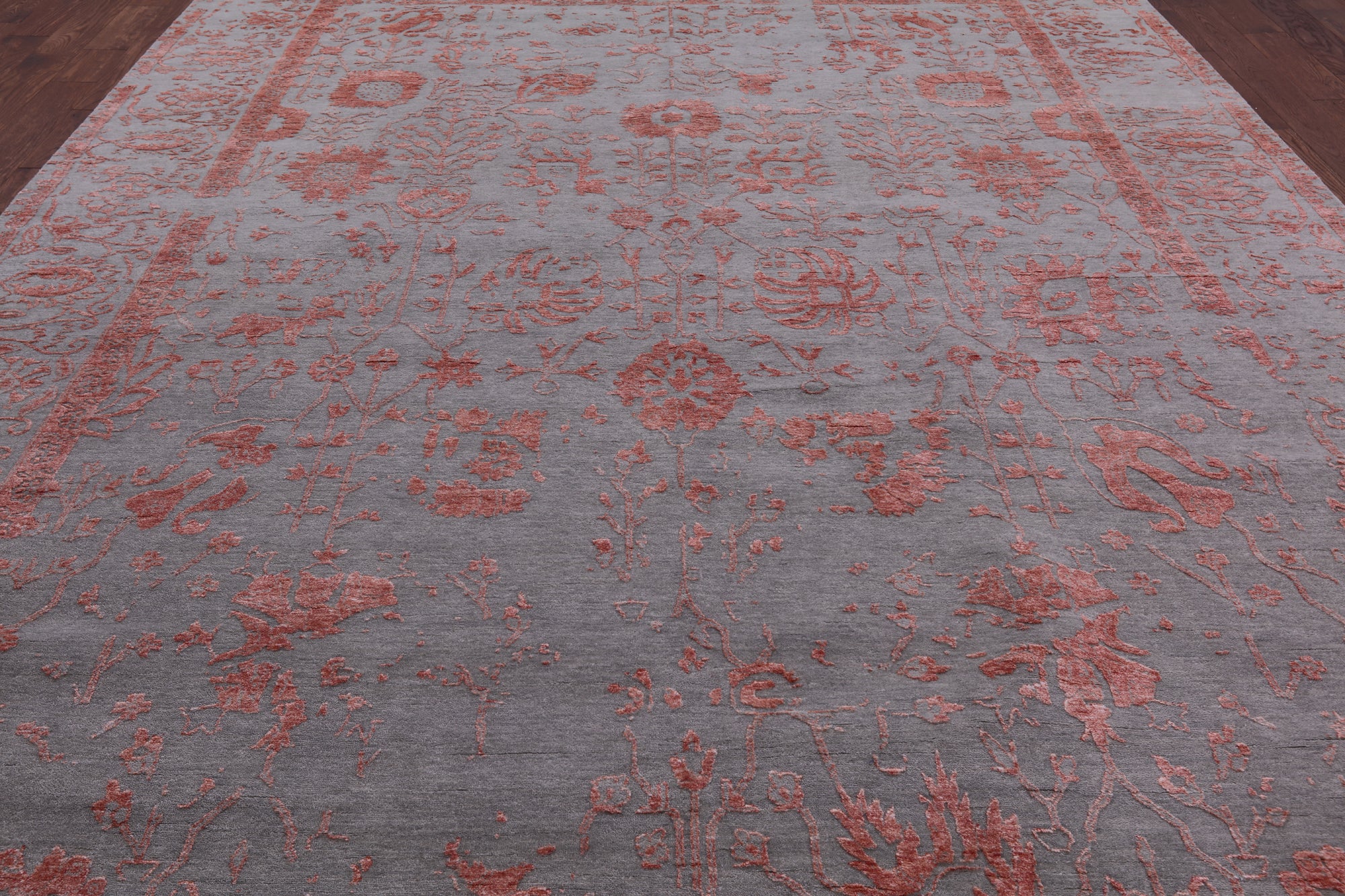 Grey Persian Handmade Wool & Silk Rug - 10' 0" X 14' 3" - Golden Nile