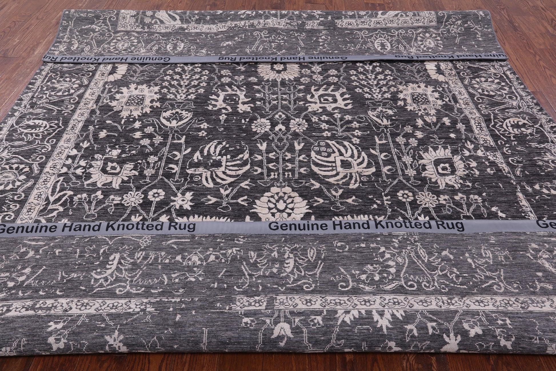 Grey Persian Hand Knotted Wool & Silk Rug - 8' 1" X 10' 3" - Golden Nile