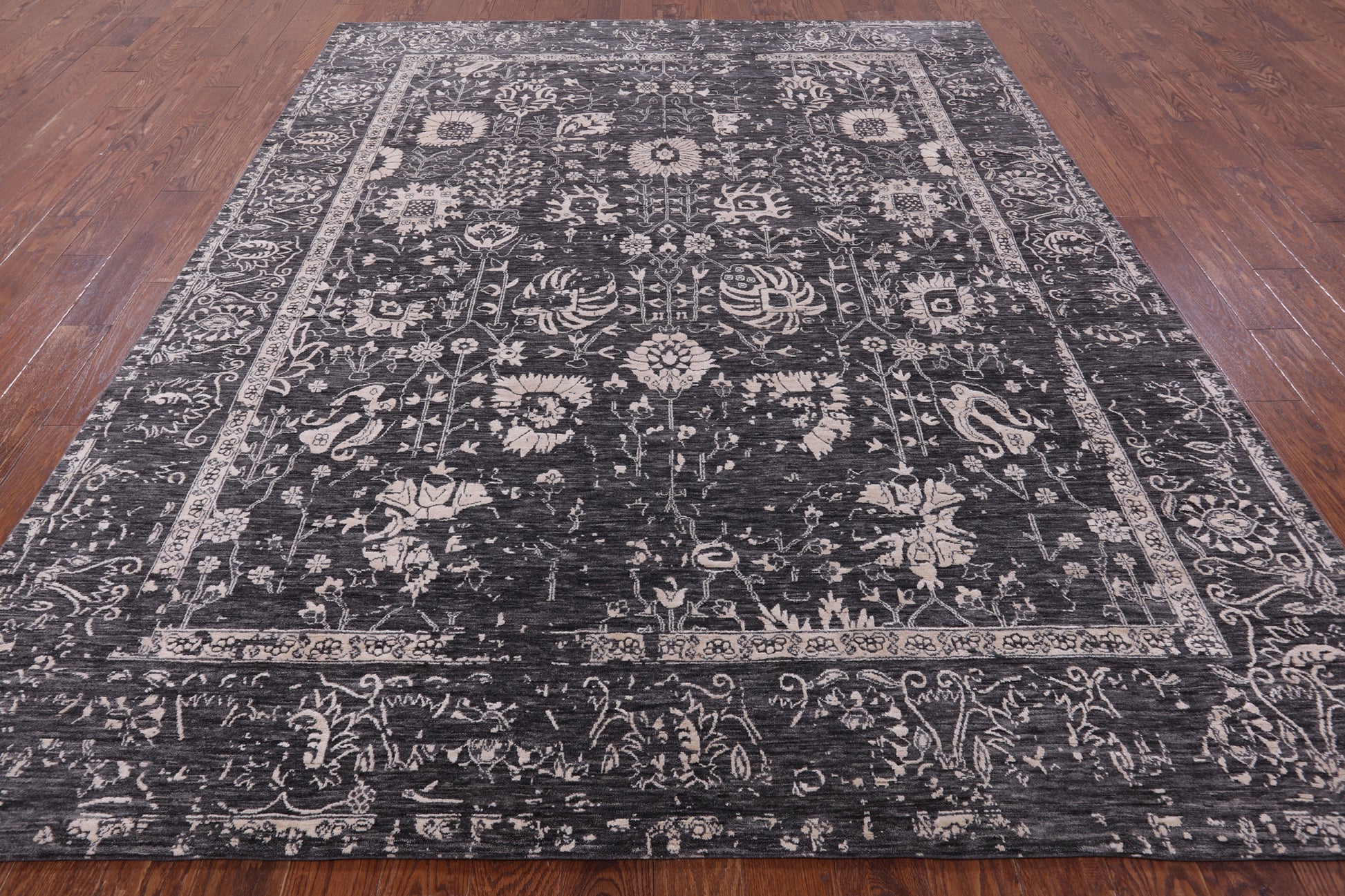 Grey Persian Hand Knotted Wool & Silk Rug - 8' 1" X 10' 3" - Golden Nile