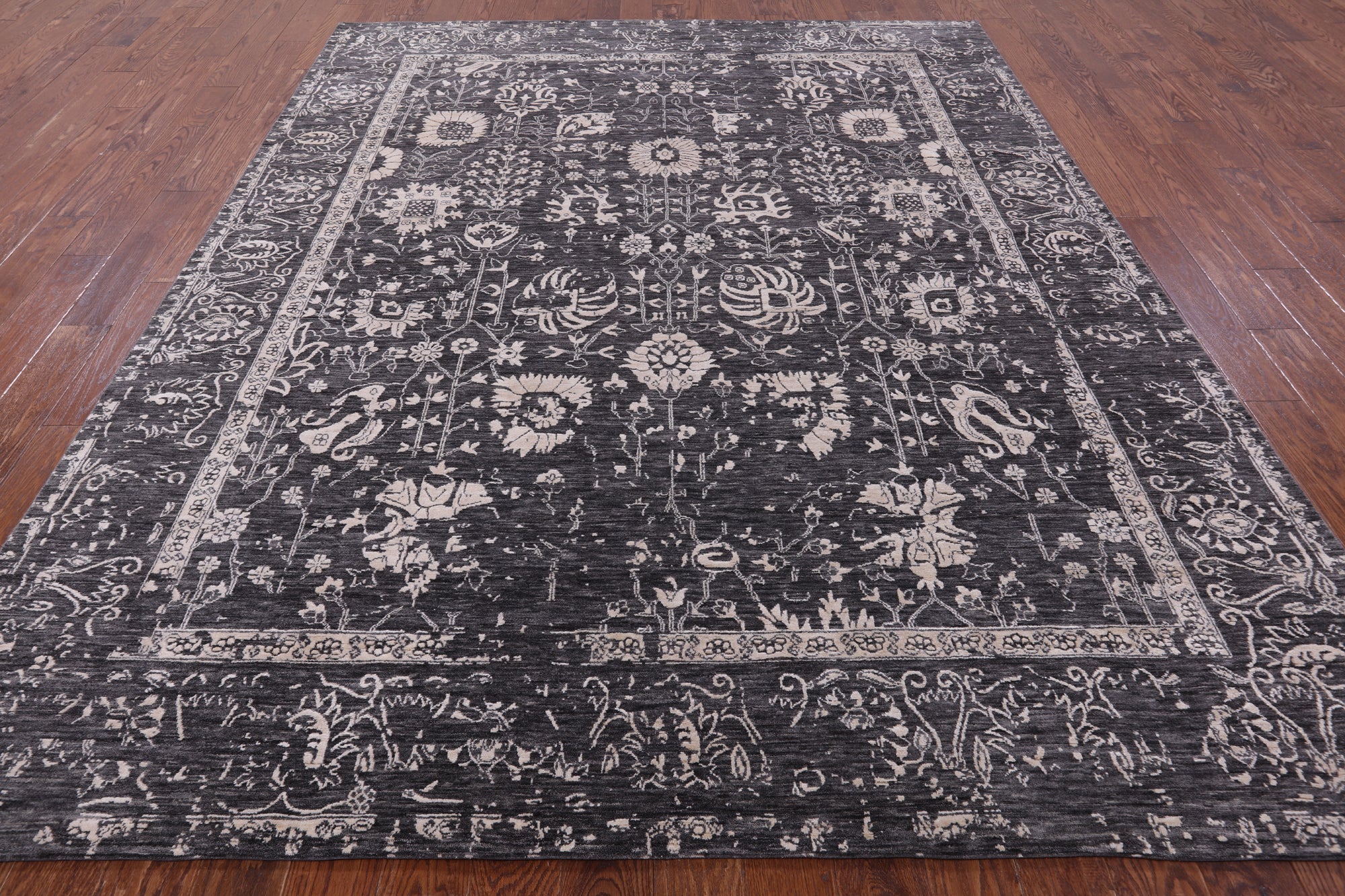 Grey Persian Hand Knotted Wool & Silk Rug - 8' 1" X 10' 3" - Golden Nile
