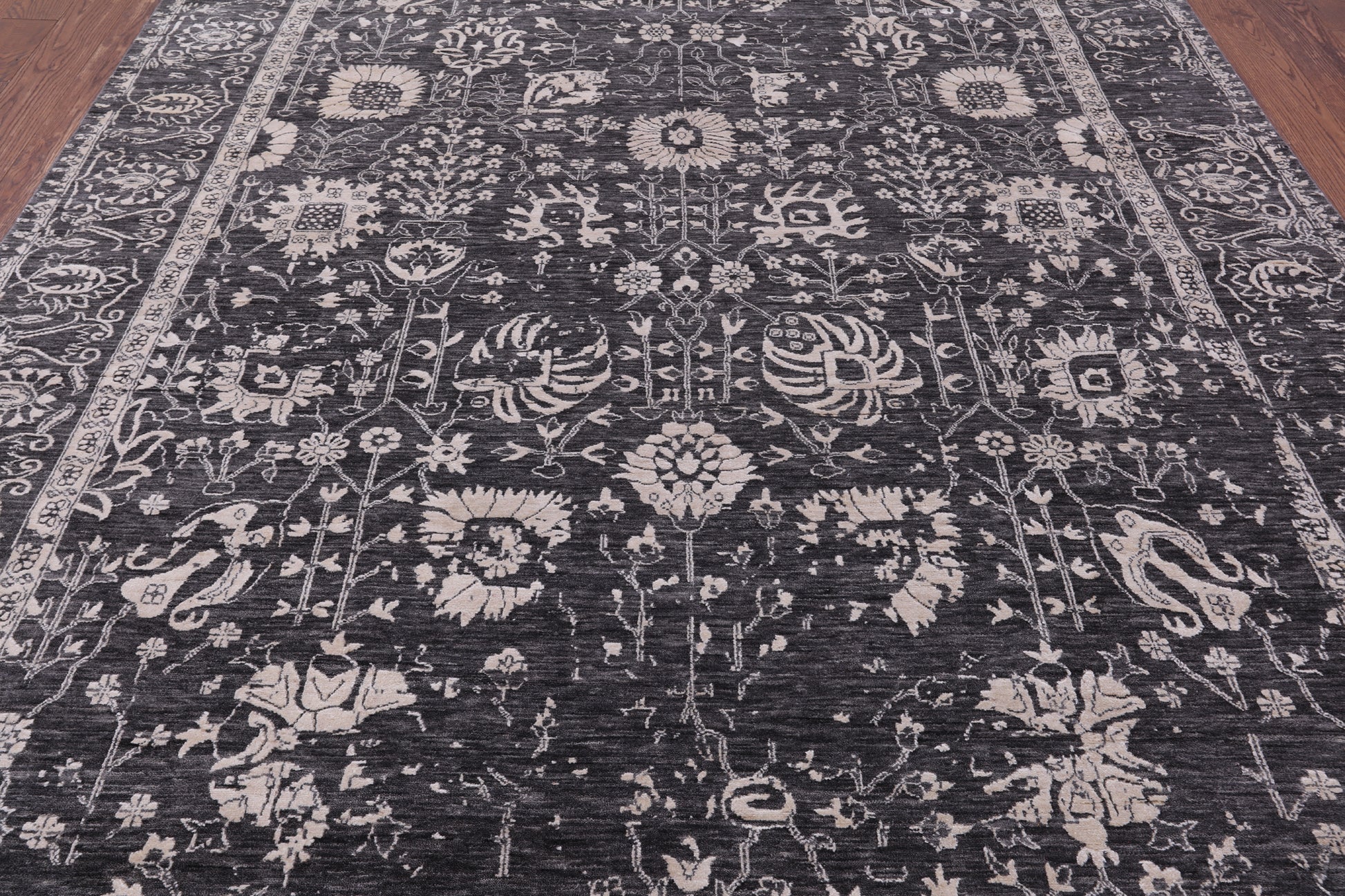 Grey Persian Hand Knotted Wool & Silk Rug - 8' 1" X 10' 3" - Golden Nile
