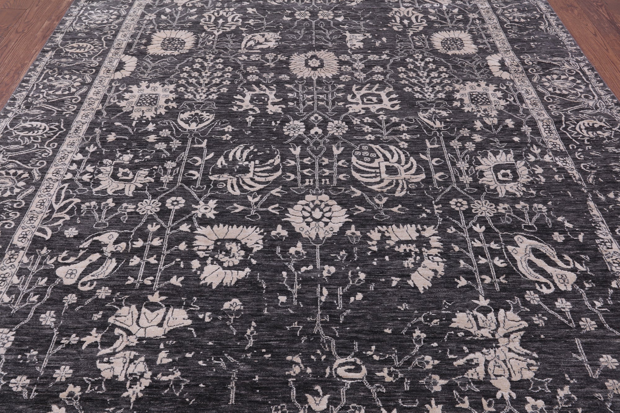 Grey Persian Hand Knotted Wool & Silk Rug - 8' 1" X 10' 3" - Golden Nile