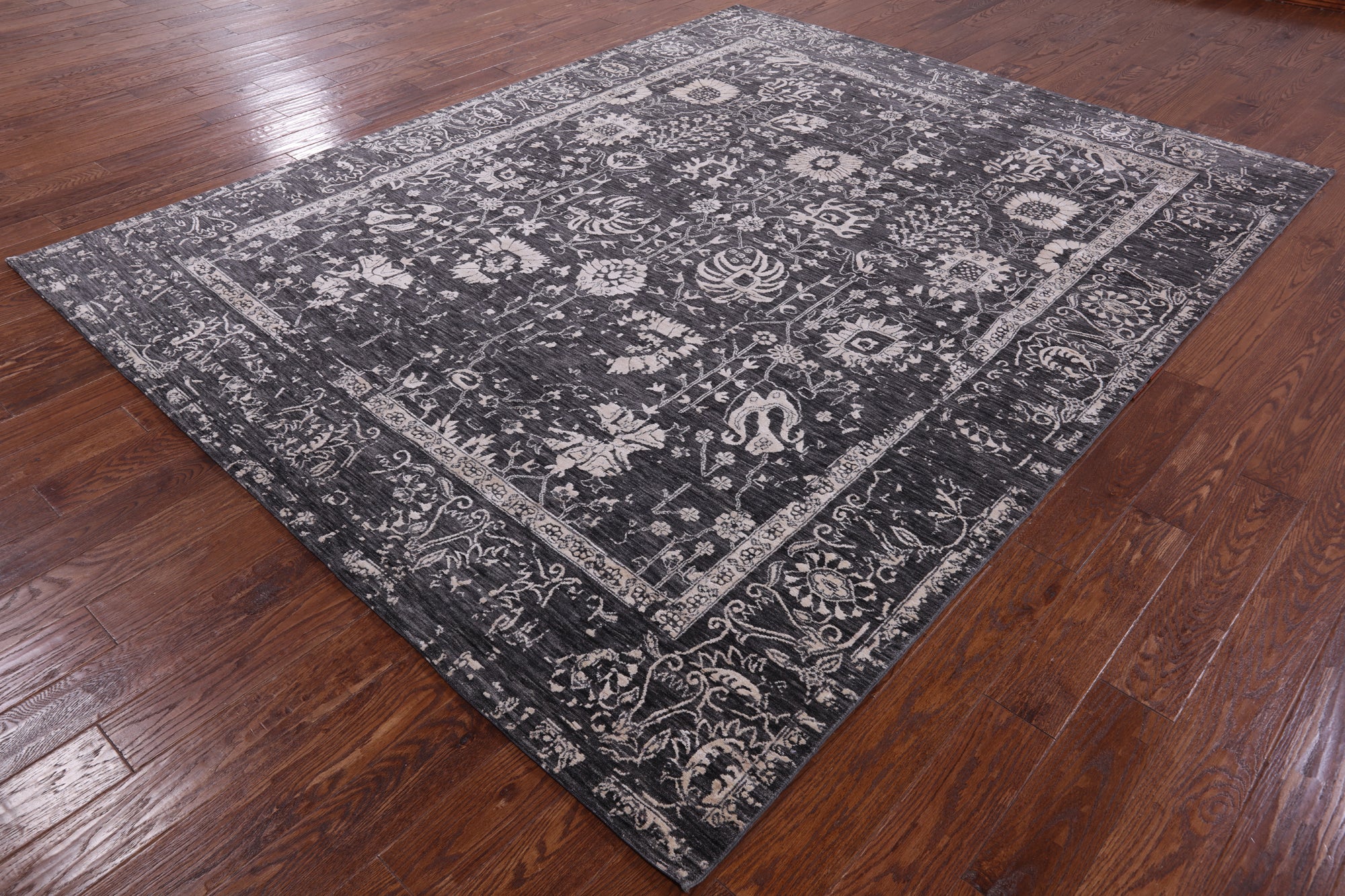 Grey Persian Hand Knotted Wool & Silk Rug - 8' 1" X 10' 3" - Golden Nile