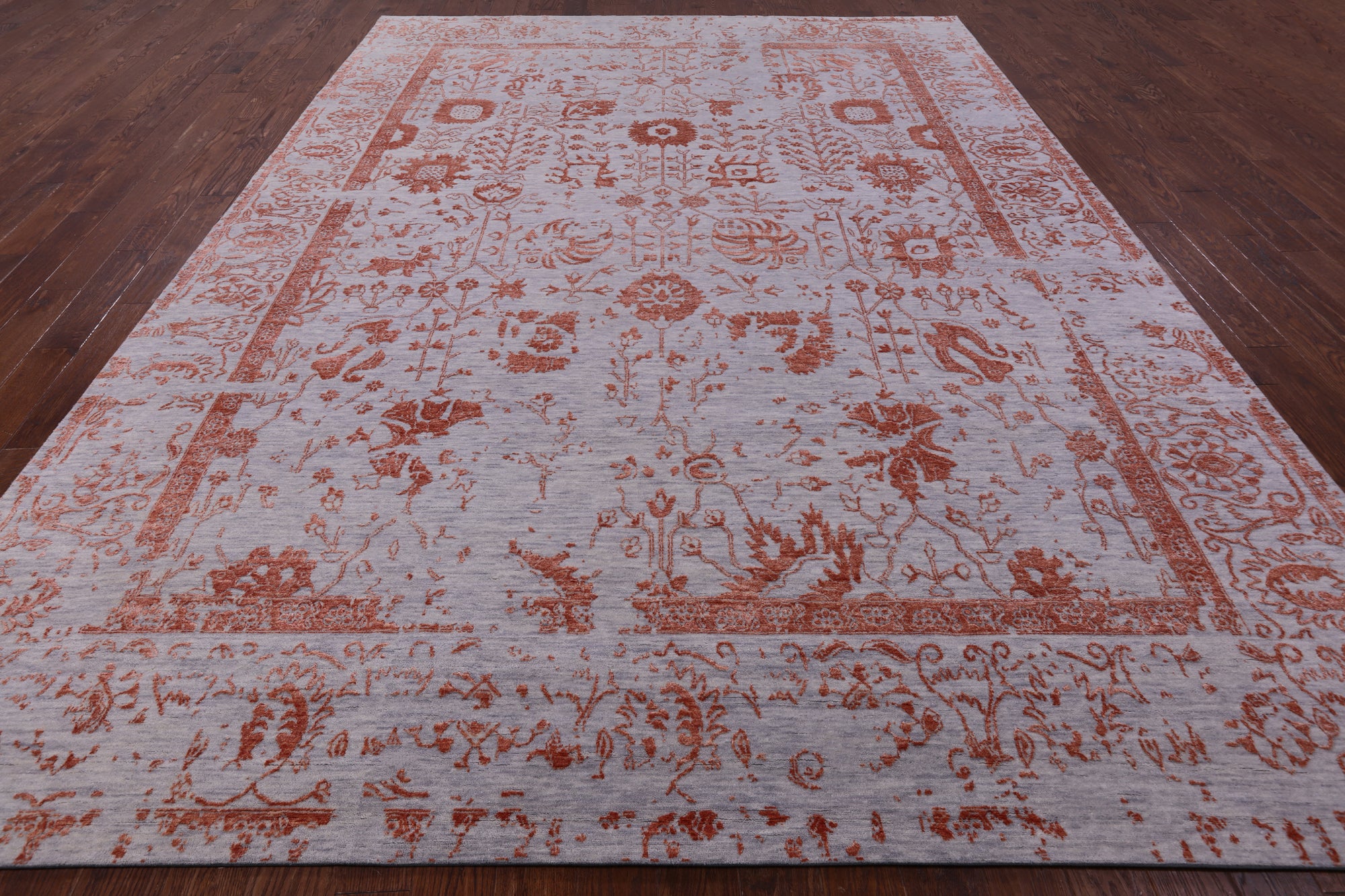Grey Persian Handmade Wool & Silk Rug - 9' 11" X 13' 10" - Golden Nile
