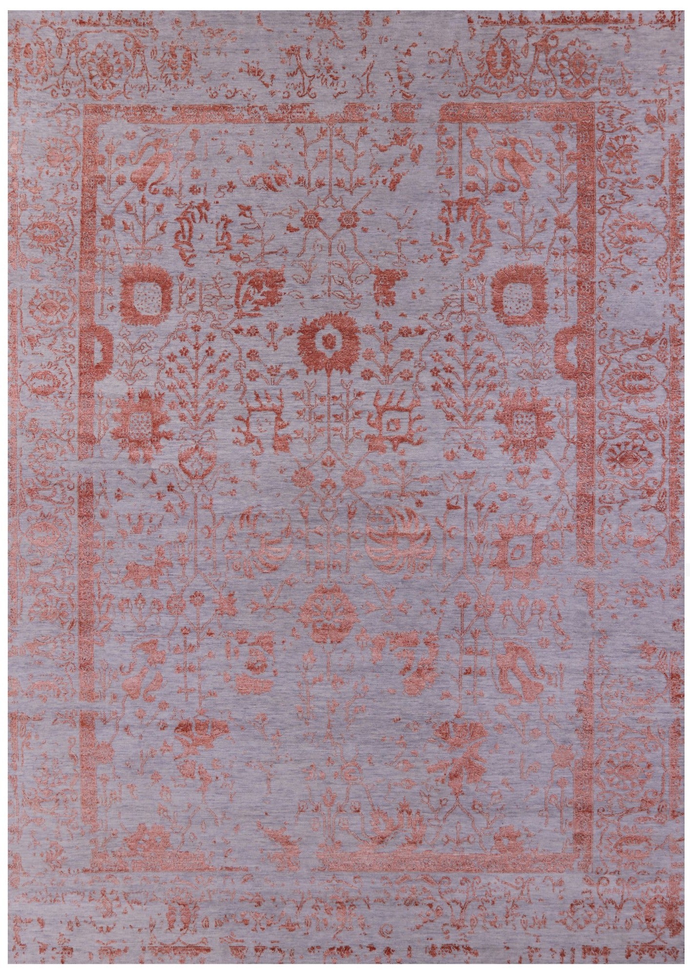 Grey Persian Handmade Wool & Silk Rug - 9' 11" X 13' 10" - Golden Nile
