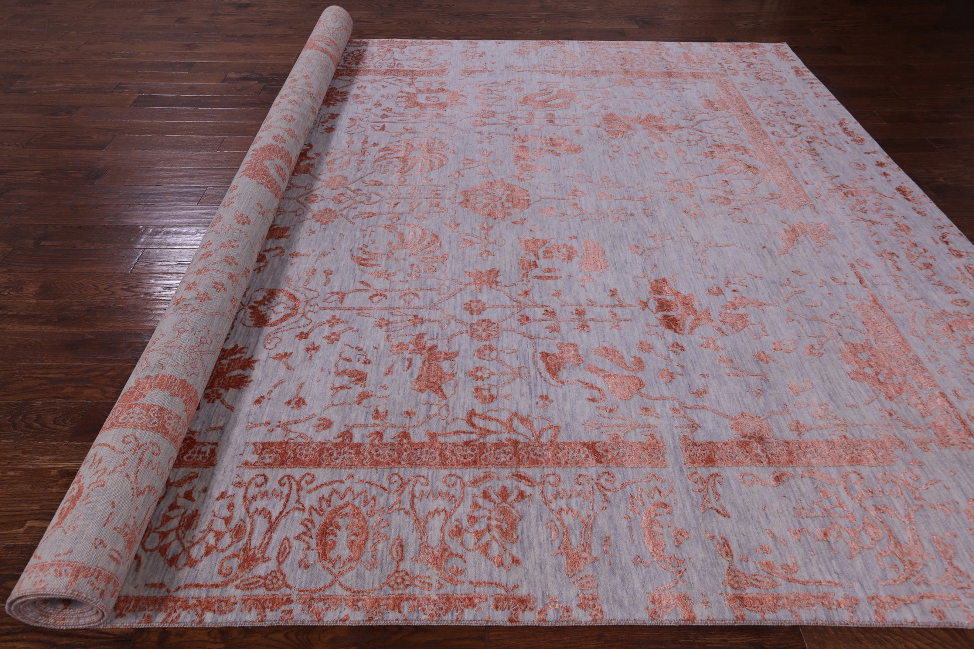 Grey Persian Handmade Wool & Silk Rug - 9' 11" X 13' 10" - Golden Nile