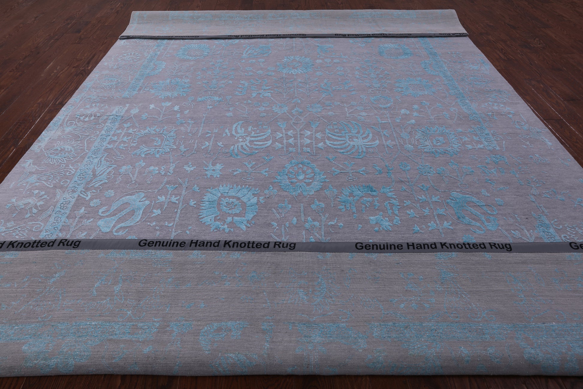 Grey Persian Hand Knotted Wool & Silk Rug - 10' 1" X 14' 4" - Golden Nile