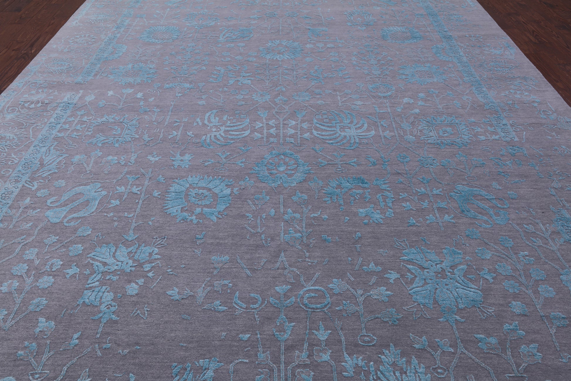 Grey Persian Hand Knotted Wool & Silk Rug - 10' 1" X 14' 4" - Golden Nile