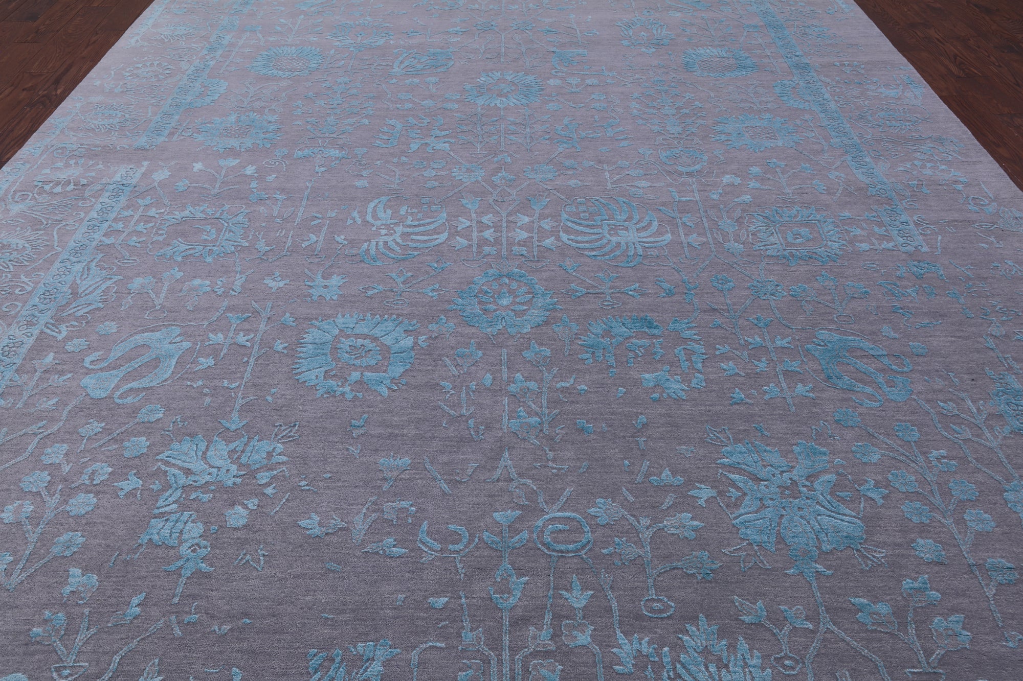 Grey Persian Hand Knotted Wool & Silk Rug - 10' 1" X 14' 4" - Golden Nile