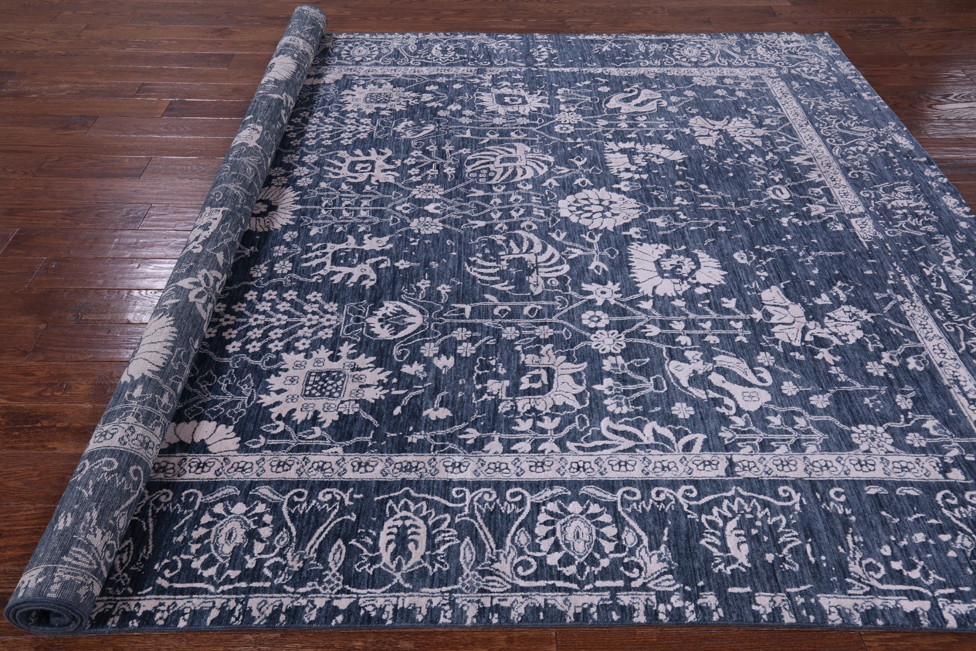 Grey Persian Hand Knotted Wool & Silk Rug - 8' 2" X 10' 3" - Golden Nile
