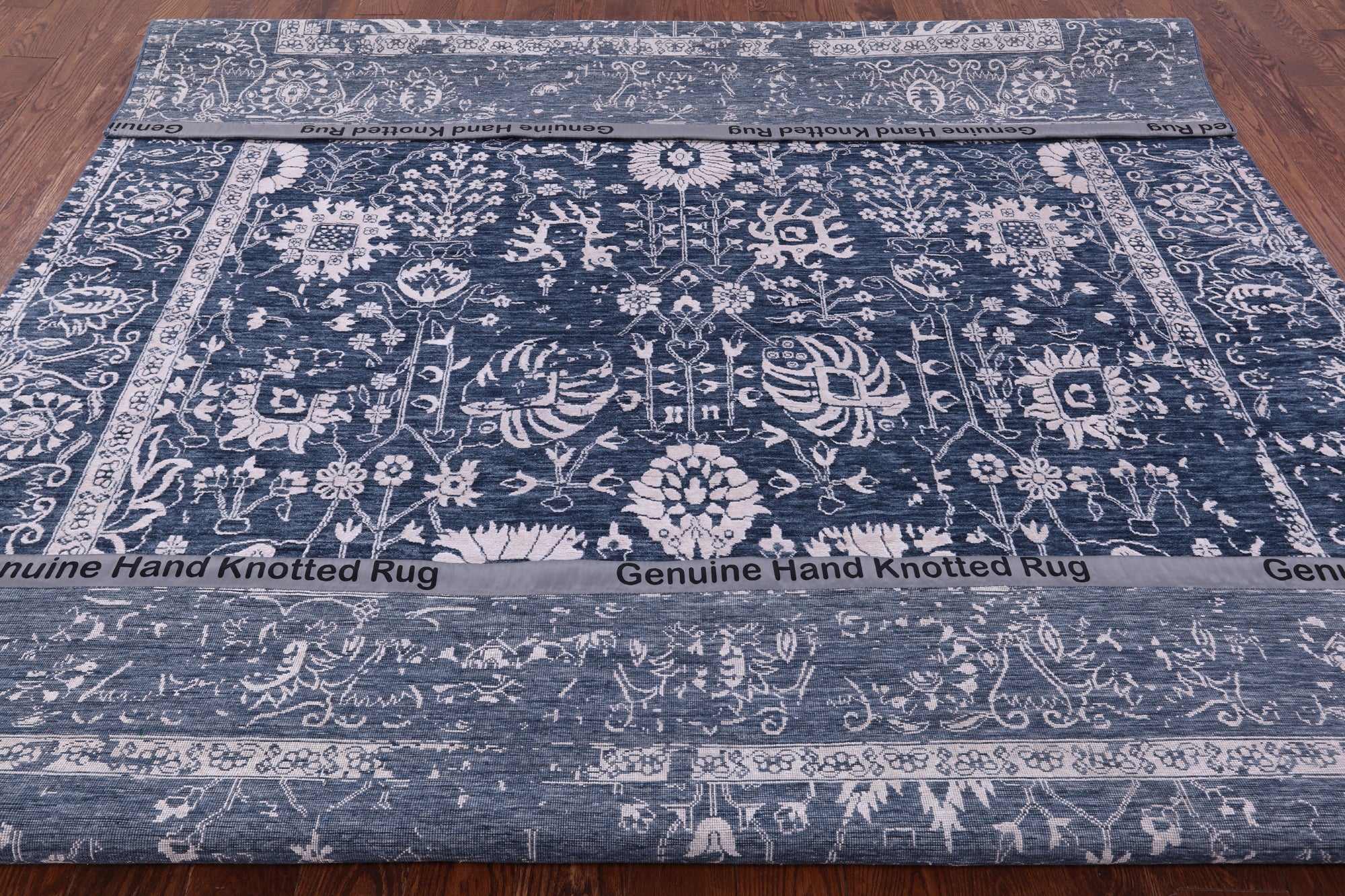 Grey Persian Hand Knotted Wool & Silk Rug - 8' 2" X 10' 3" - Golden Nile