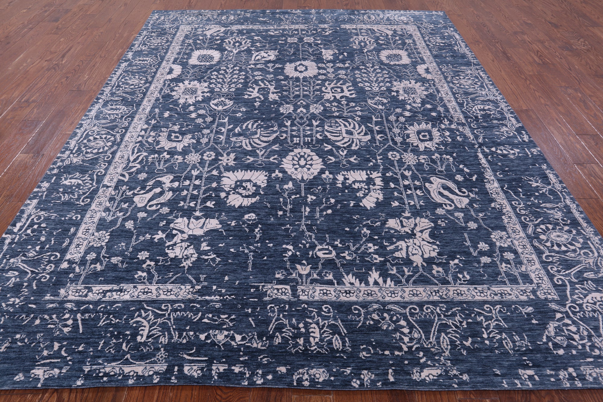 Grey Persian Hand Knotted Wool & Silk Rug - 8' 2" X 10' 3" - Golden Nile