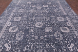 Grey Persian Hand Knotted Wool & Silk Rug - 9' 0" X 12' 0" - Golden Nile