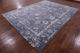 Grey Persian Hand Knotted Wool & Silk Rug - 9' 0" X 12' 0" - Golden Nile