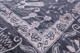 Grey Persian Hand Knotted Wool & Silk Rug - 9' 0" X 12' 0" - Golden Nile