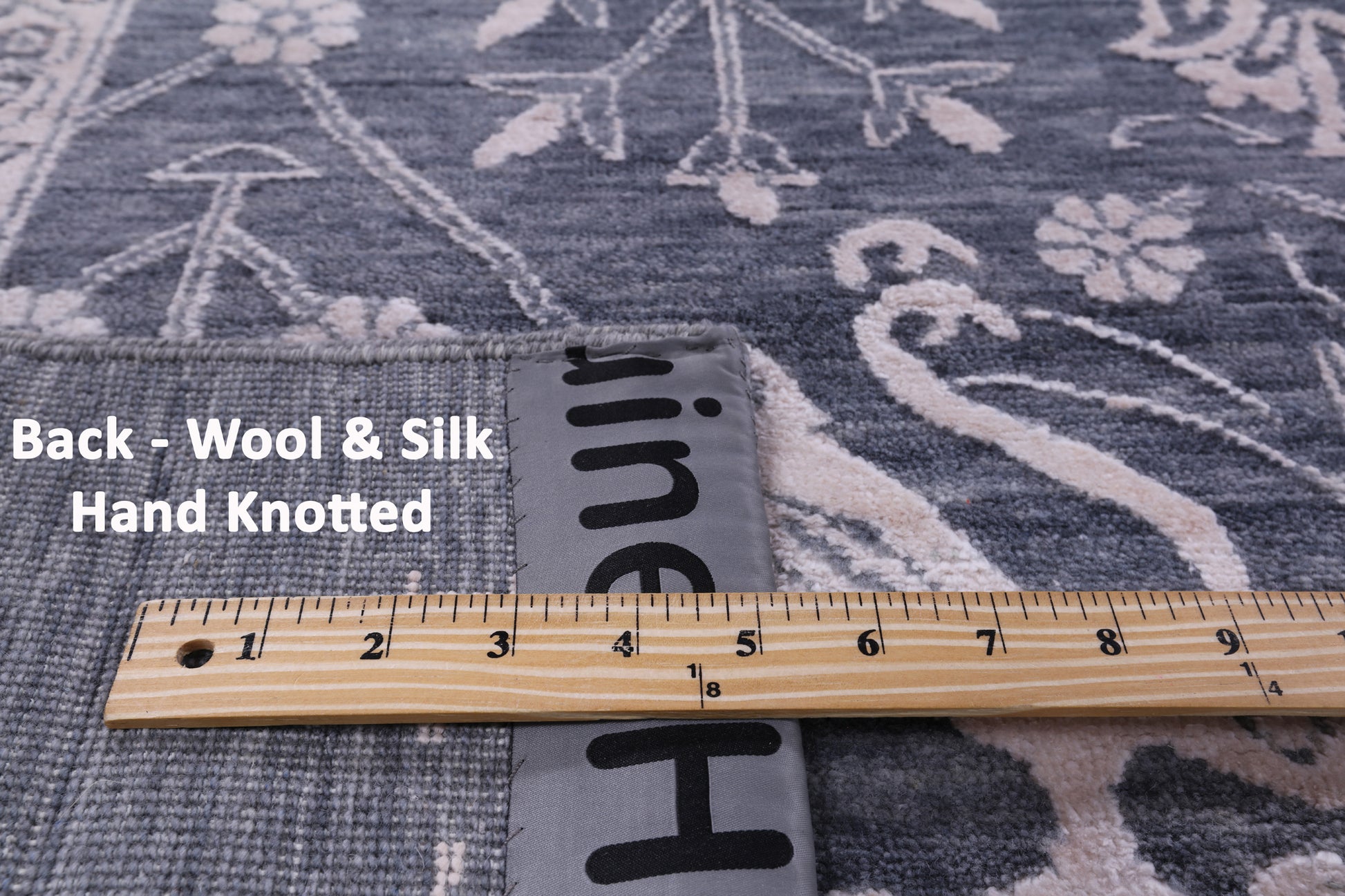 Grey Persian Hand Knotted Wool & Silk Rug - 9' 0" X 12' 0" - Golden Nile