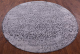 Grey Round Persian Hand Knotted Wool & Silk Rug - 8' 1" X 8' 1" - Golden Nile