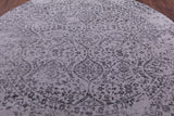 Grey Round Persian Hand Knotted Wool & Silk Rug - 8' 1" X 8' 1" - Golden Nile
