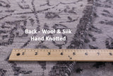 Grey Round Persian Hand Knotted Wool & Silk Rug - 8' 1" X 8' 1" - Golden Nile
