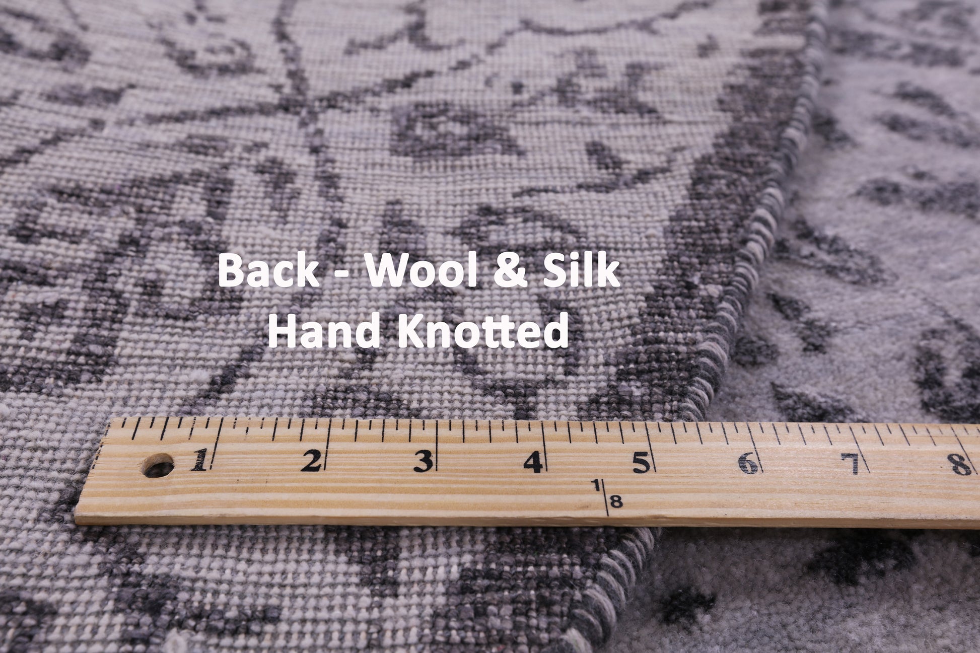 Grey Round Persian Hand Knotted Wool & Silk Rug - 8' 1" X 8' 1" - Golden Nile