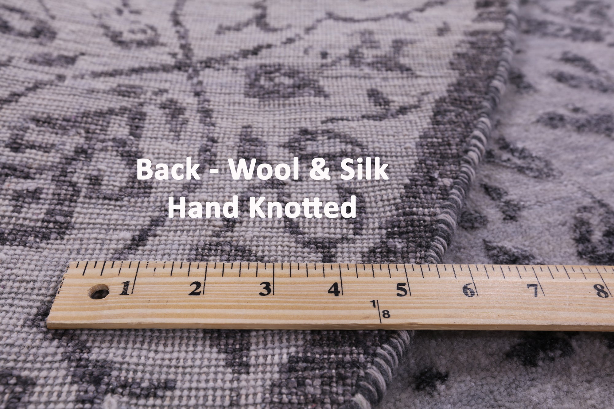 Grey Round Persian Hand Knotted Wool & Silk Rug - 8' 1" X 8' 1" - Golden Nile
