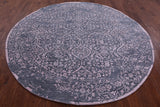 Grey Round Persian Hand Knotted Wool & Silk Rug - 8' 0" X 8' 0" - Golden Nile