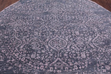 Grey Round Persian Hand Knotted Wool & Silk Rug - 8' 0" X 8' 0" - Golden Nile