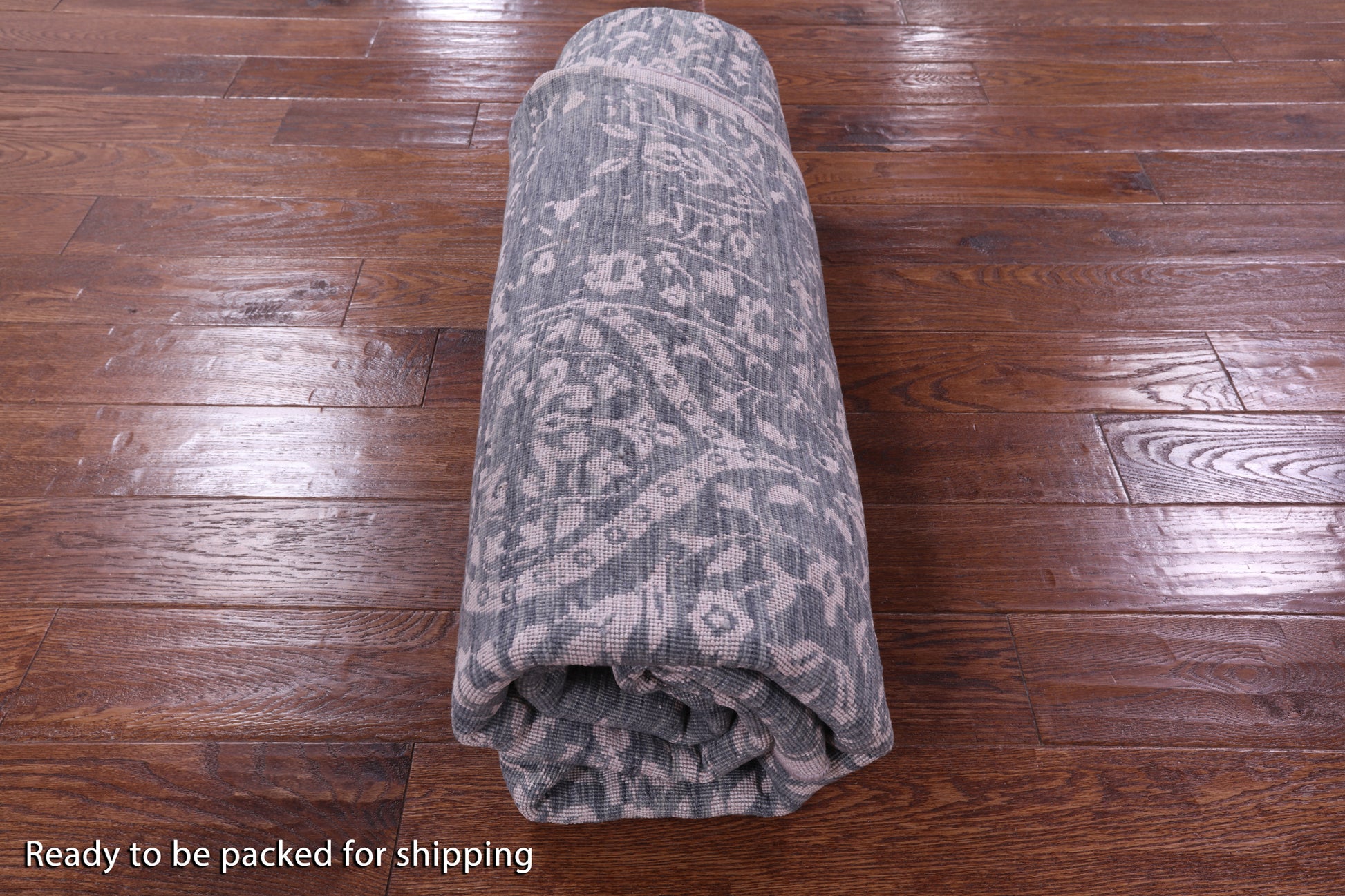 Grey Round Persian Hand Knotted Wool & Silk Rug - 8' 0" X 8' 0" - Golden Nile