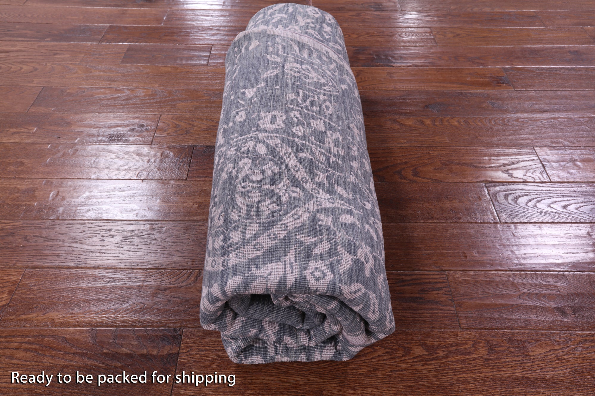Grey Round Persian Hand Knotted Wool & Silk Rug - 8' 0" X 8' 0" - Golden Nile
