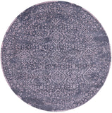 Grey Round Persian Hand Knotted Wool & Silk Rug - 8' 0" X 8' 0" - Golden Nile