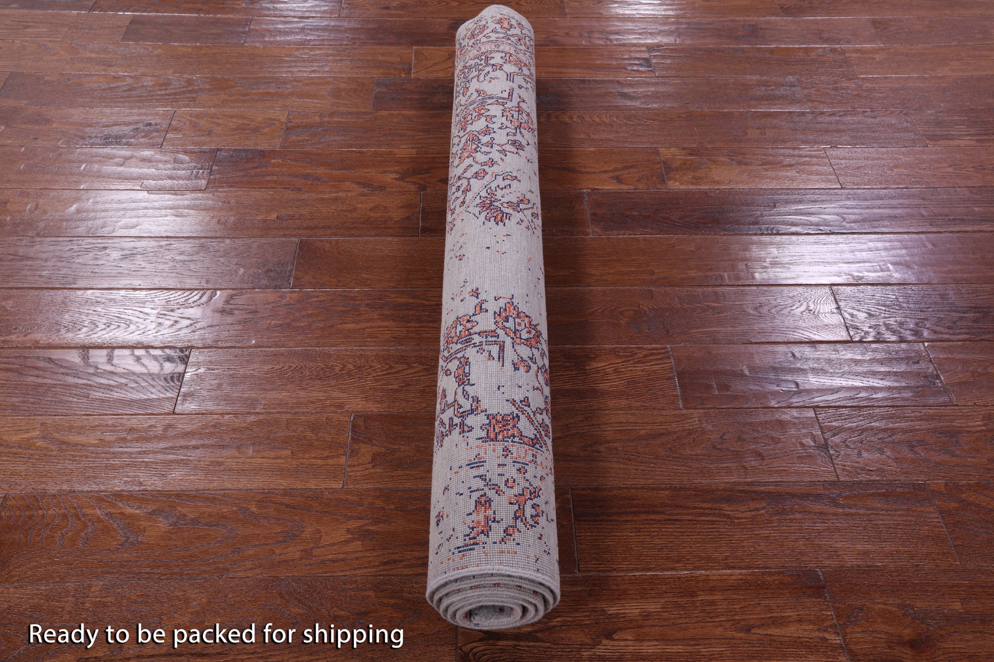 Grey Persian Heriz Serapi Hand Knotted Wool & Silk Rug - 4' 0" X 6' 0" - Golden Nile