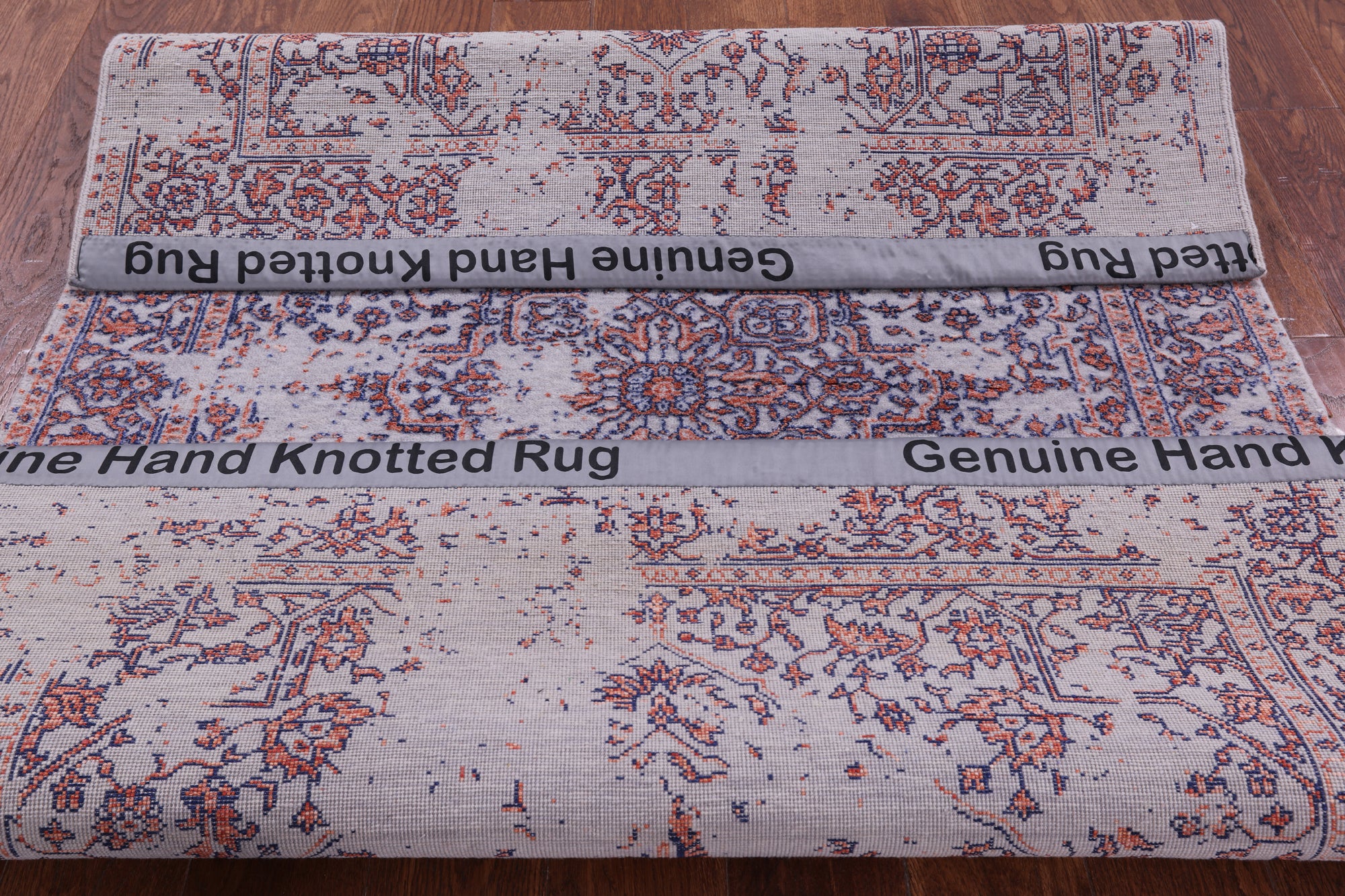 Grey Persian Heriz Serapi Hand Knotted Wool & Silk Rug - 4' 0" X 6' 0" - Golden Nile