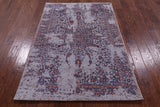 Grey Persian Heriz Serapi Hand Knotted Wool & Silk Rug - 4' 0" X 6' 0" - Golden Nile