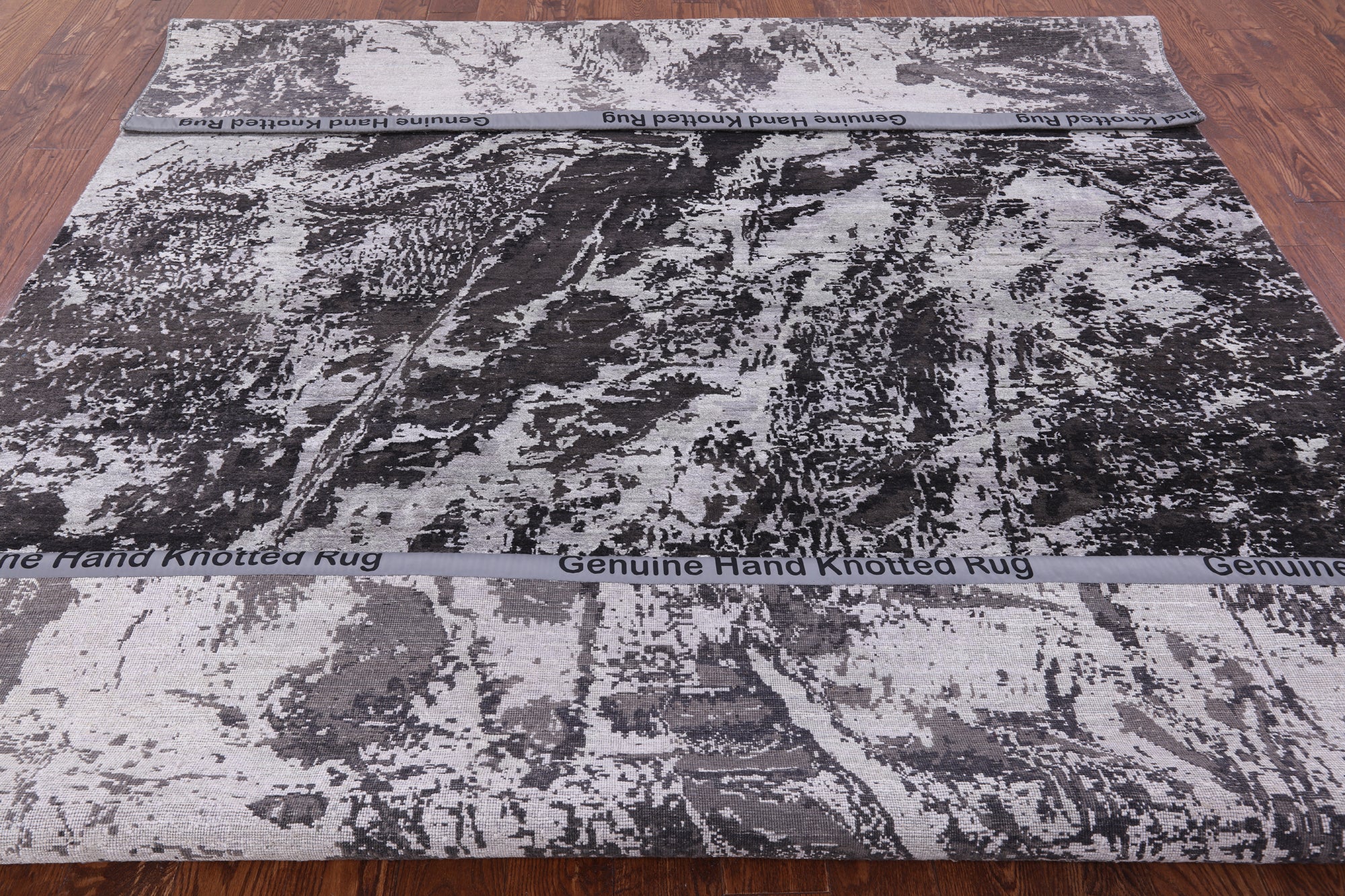 Abstract Modern Hand Knotted Wool & Silk Rug - 7' 10" X 10' 1" - Golden Nile