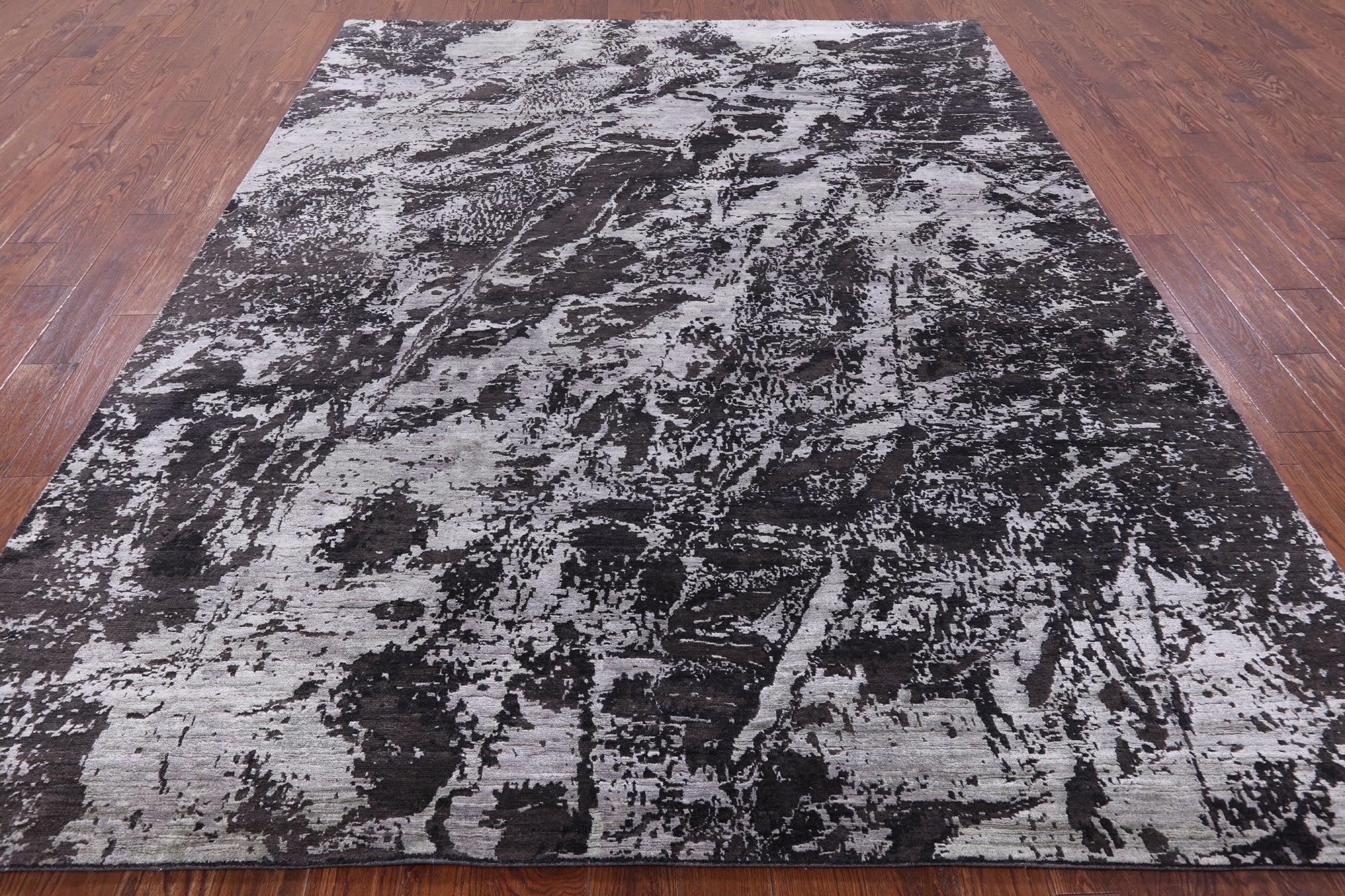 Abstract Modern Hand Knotted Wool & Silk Rug - 7' 10" X 10' 1" - Golden Nile