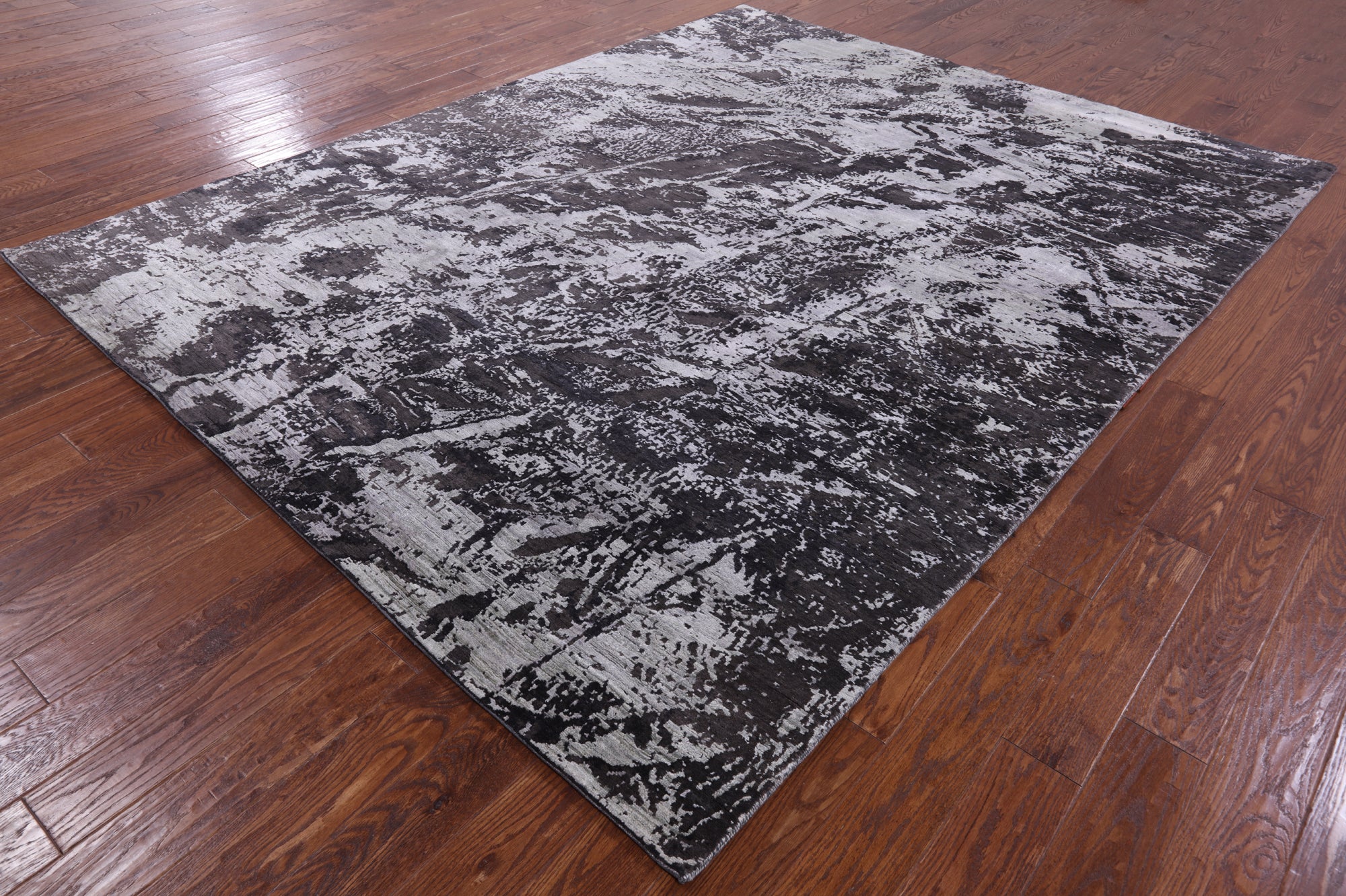 Abstract Modern Hand Knotted Wool & Silk Rug - 7' 10" X 10' 1" - Golden Nile
