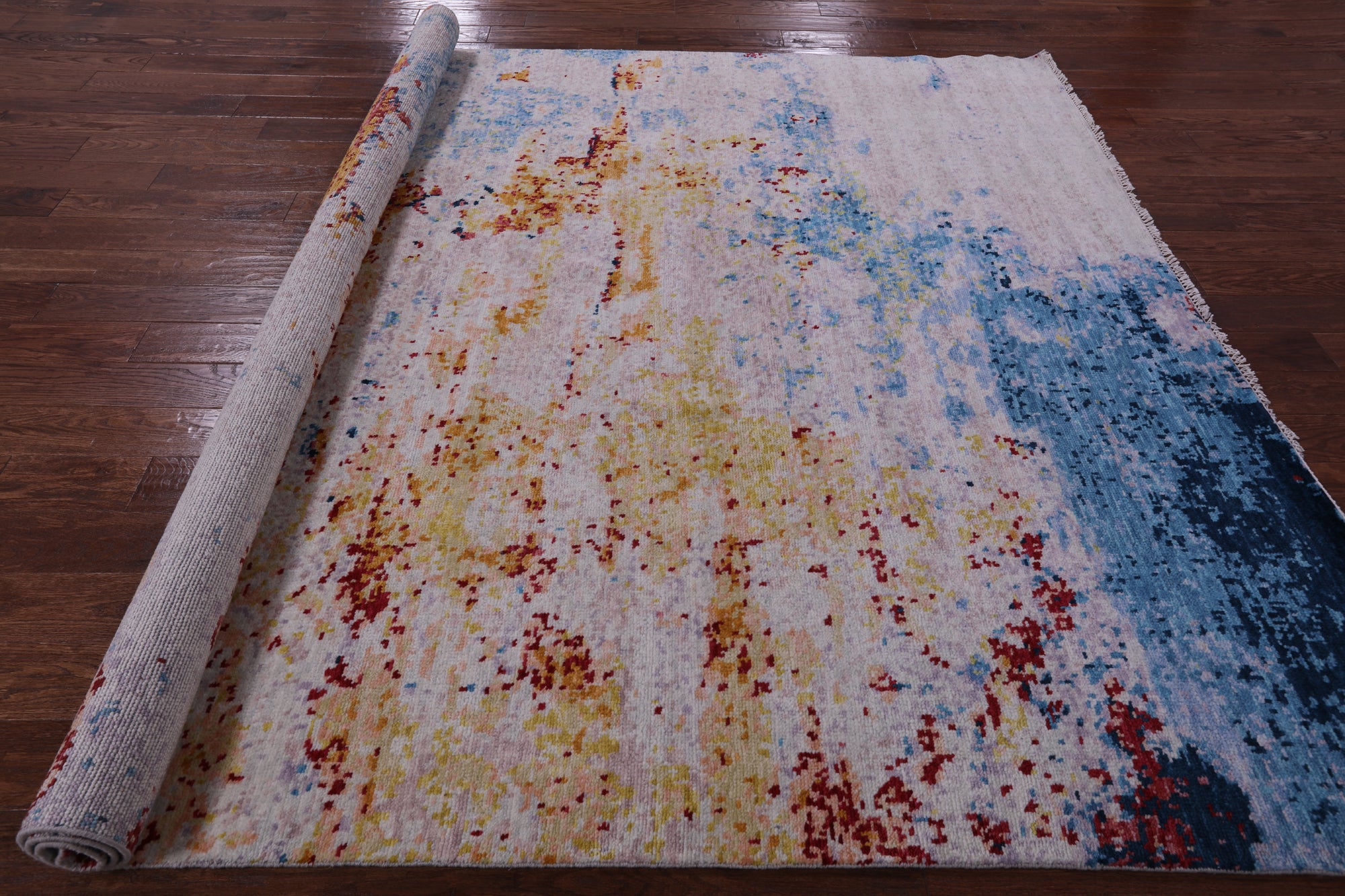 Abstract Contemporary Hand Knotted Wool Rug - 8' 0" X 9' 8" - Golden Nile